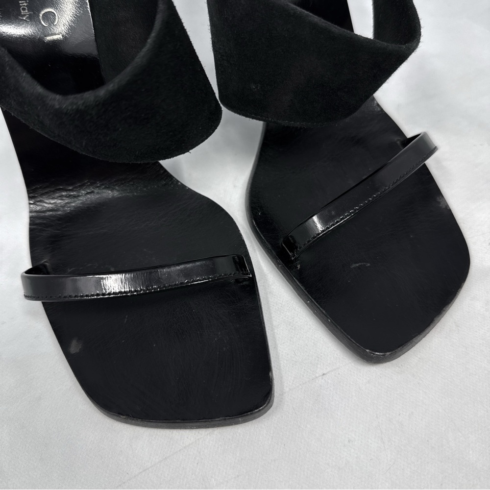 Gucci Black Suede & Patent Leather Heeled Sandals - Picture 4 of 13